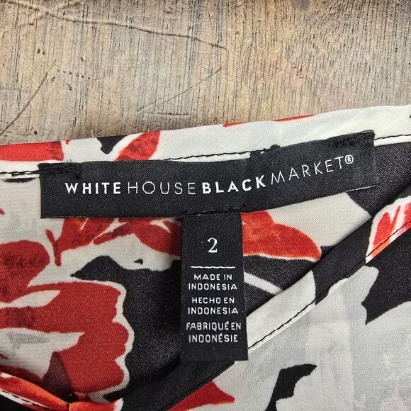 Women's WHBM Red & Black Floral Silky Feel Camisole Tank | Size 2 - Picture 7 of 8